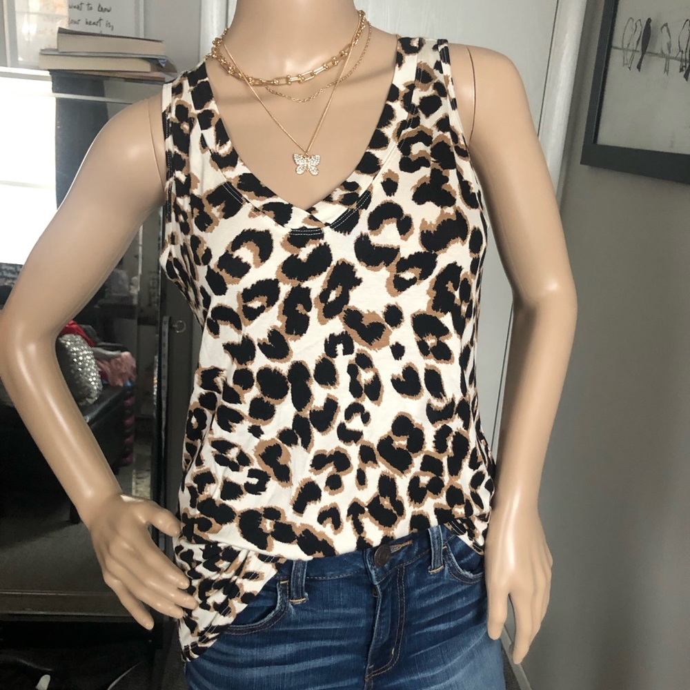 Leopard Print V Neck Tank Top